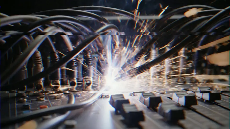 Sparks flying across a patch bay